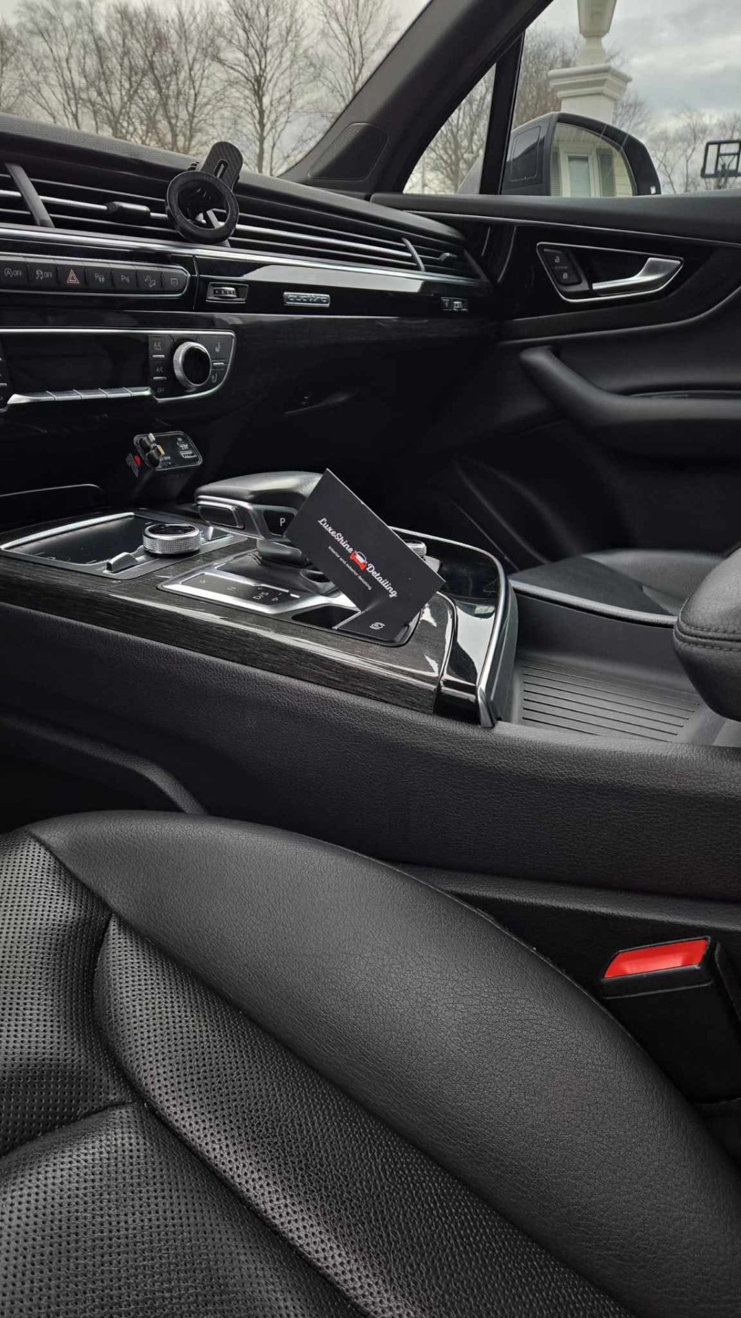 Detailed Audi center console and leather seats